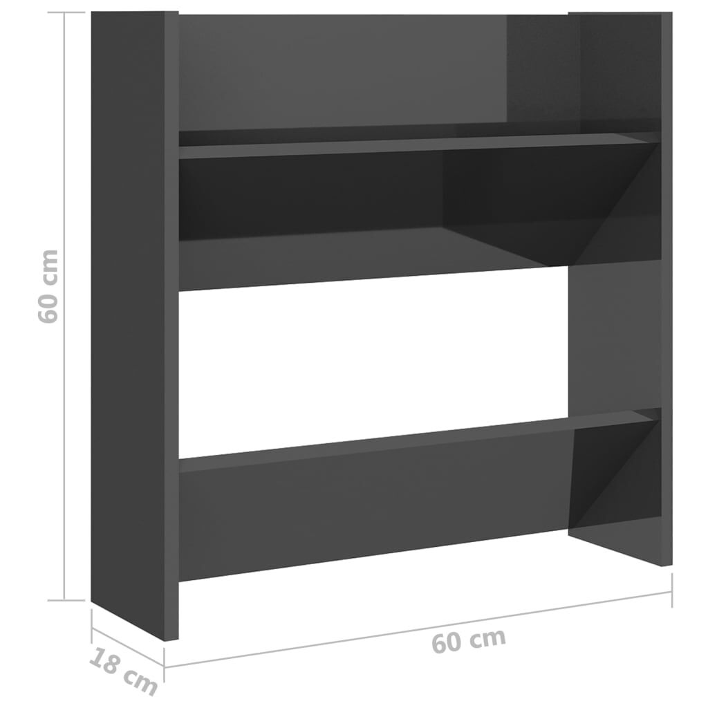 vidaXL Παπουτσοθήκες 4 τεμ. Γυαλ. Γκρι 60 x 18 x 60 εκ. Επεξ. Ξύλο