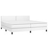vidaXL Κρεβάτι Boxspring με Στρώμα & LED Λευκό 200x200 εκ. Συνθ. Δέρμα