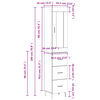 vidaXL Μπουφές Sonoma Γκρι 34,5 x 34 x 180 εκ. από Επεξεργασμένο Ξύλο