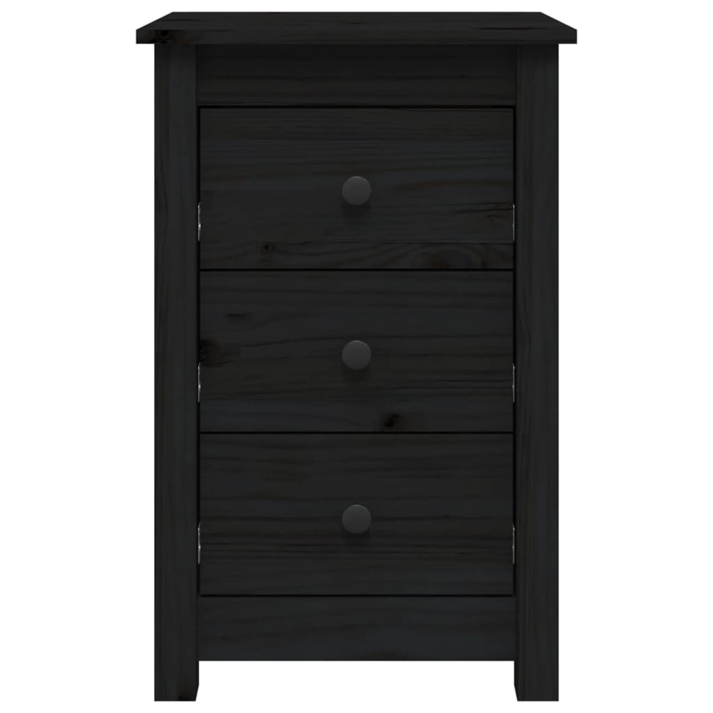 vidaXL Κομοδίνο Μαύρο 40 x 35 x 61,5 εκ. από Μασίφ Ξύλο Πεύκου