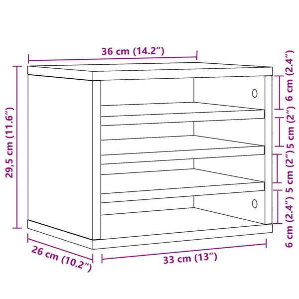 vidaXL Έπιπλο Οργάνωσης Γραφείου Sonoma Δρυς 36x26x29,5εκ Επεξ. Ξύλο