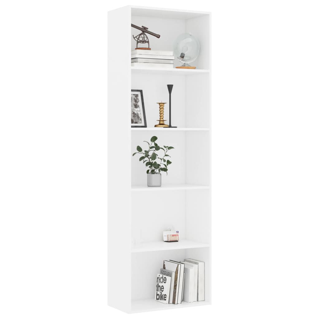 vidaXL Βιβλιοθήκη με 5 Ράφια Λευκή 60 x 30 x 189 εκ. από Επεξ. Ξύλο
