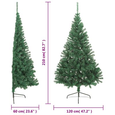 vidaXL Χριστουγεννιάτικο Δέντρο Τεχνητό Μισό Βάση Πράσινη 210 εκ. PVC