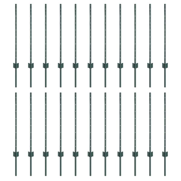 vidaXL Πό posts φράχτη 22 pcs Πράσινο 120 cm Ατσάλι