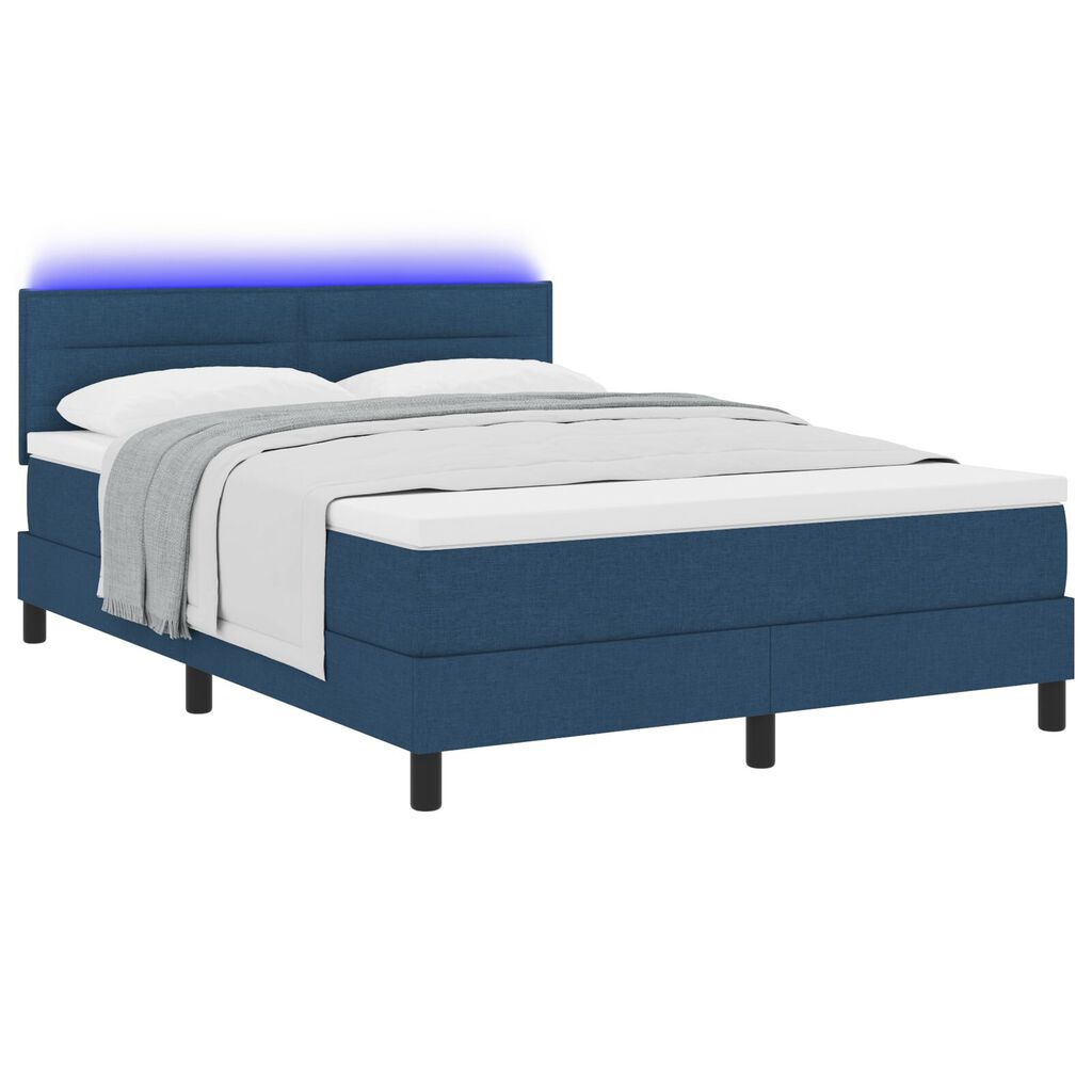 vidaXL Κρεβάτι με Στρώμα & LED Μπλε 160x200 εκ. Ύφασμα