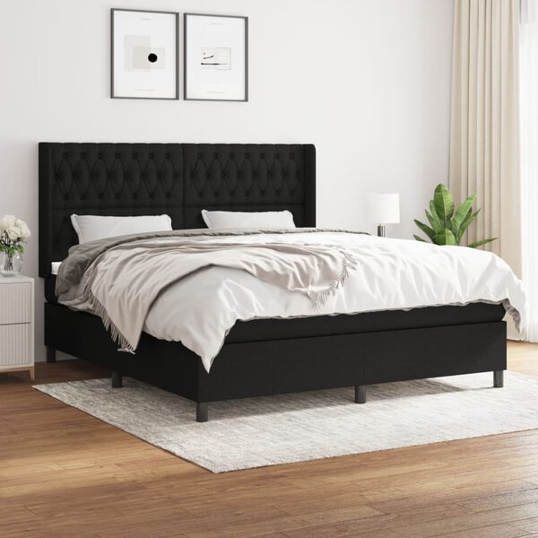 vidaXL &Kappa;&rho;&epsilon;&beta;ά&tau;&iota; Boxspring &mu;&epsilon; &Sigma;&tau;&rho;ώ&mu;&alpha; &Mu;&alpha;ύ&rho;&omicron; 180x200 &epsilon;&kappa;. &Upsilon;&phi;&alpha;&sigma;&mu;ά&tau;&iota;&nu;&omicron;