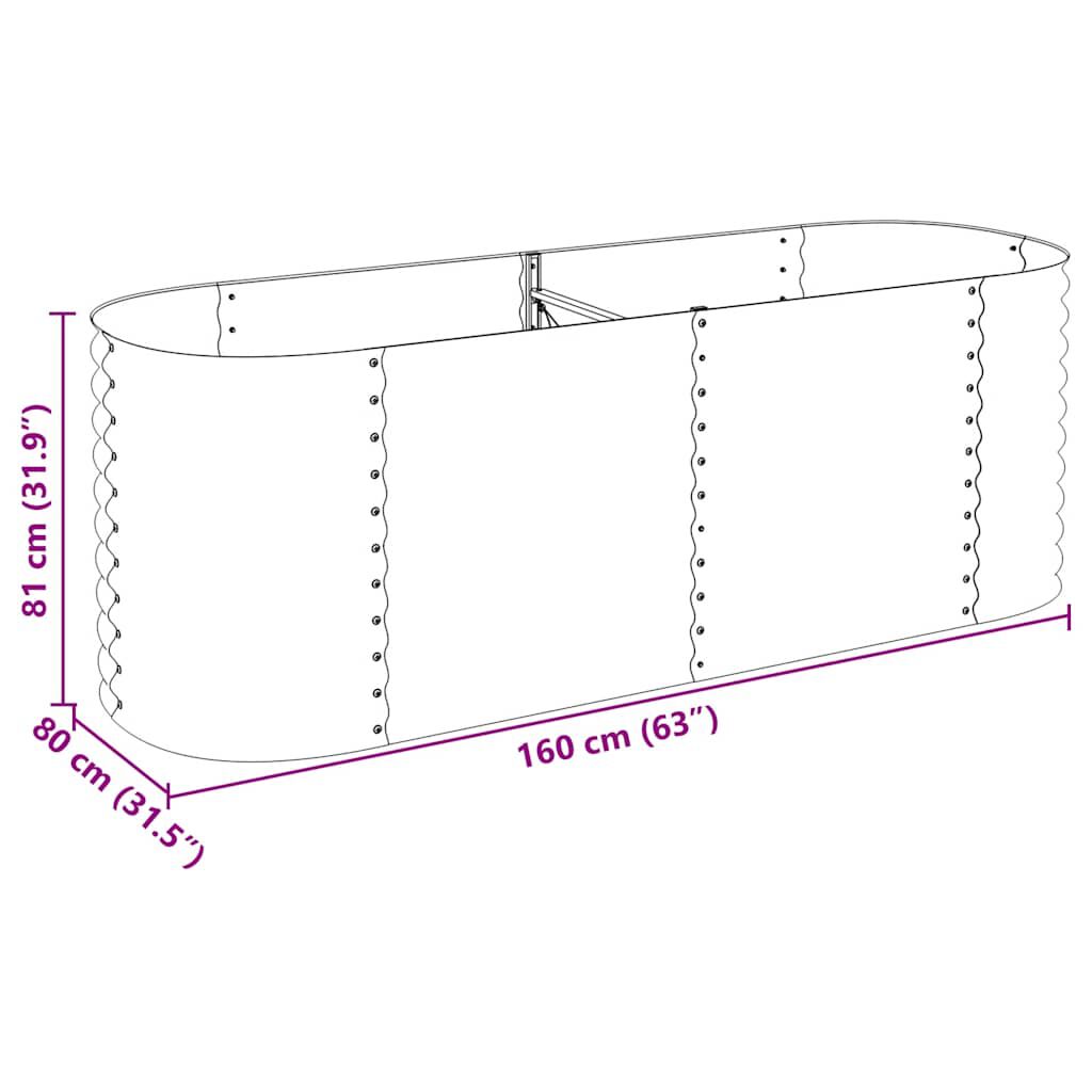 vidaXL Ζαρντινιέρα Υπερυψωμένη Ασημί 240x80x81 εκ. Γαλβανισμ. Χάλυβας