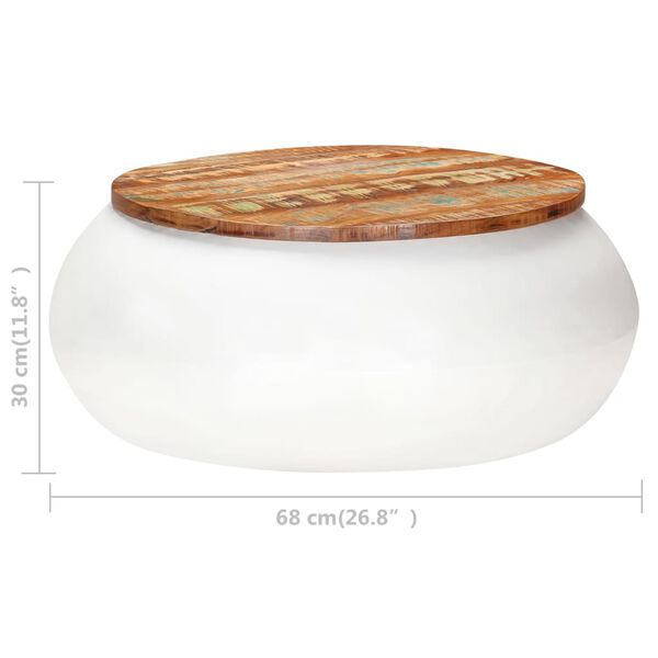 vidaXL Τραπεζάκι Σαλονιού Λευκό 68x68x30 εκ. Μασίφ Ανακυκλωμένο Ξύλο