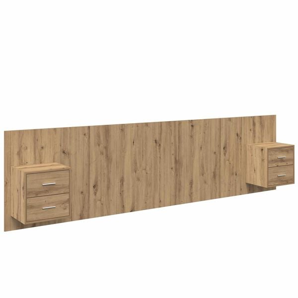 vidaXL &Kappa;&epsilon;&phi;&alpha;&lambda;ή &kappa;&rho;&epsilon;&beta;&alpha;&tau;&iota;&omicron;ύ &mu;&epsilon; &kappa;&omicron;&mu;&omicron;&delta;ί&nu;&omicron; &mu;&epsilon; &sigma;&upsilon;&rho;&tau;ά&rho;&iota; 3 pcs Artisan Oak
