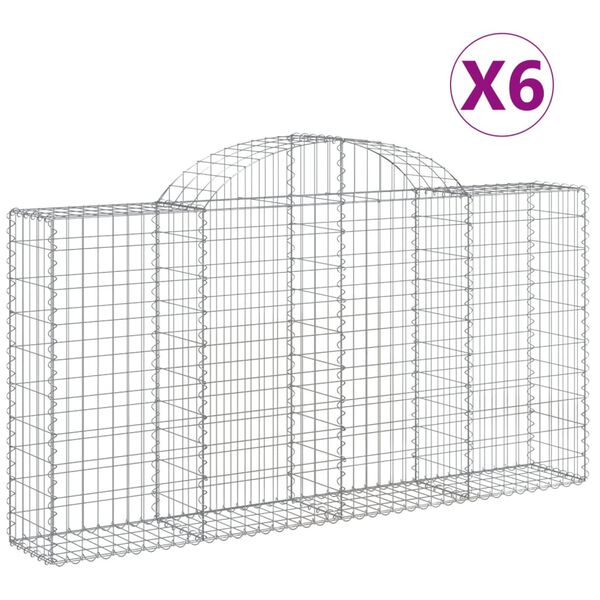 vidaXL Συρματοκιβώτια Τοξωτά 6 τεμ. 200x30x100/120 εκ. Γαλβαν. Ατσάλι