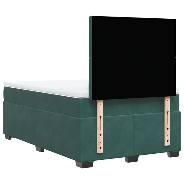 vidaXL Κρεβάτι Boxspring με Στρώμα Σκούρο Πράσινο 120x190εκ. Βελούδινο