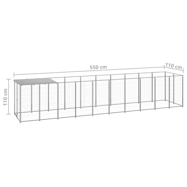 vidaXL Σπιτάκι Σκύλου Ασημί 6,05 m² Ατσάλινο