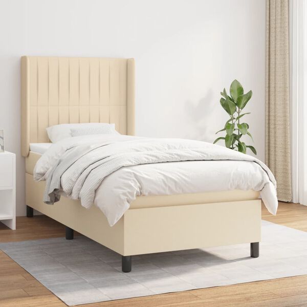 vidaXL &Kappa;&rho;&epsilon;&beta;ά&tau;&iota; Boxspring &mu;&epsilon; &Sigma;&tau;&rho;ώ&mu;&alpha; &Kappa;&rho;&epsilon;&mu; 90x190 &epsilon;&kappa;.&Upsilon;&phi;&alpha;&sigma;&mu;ά&tau;&iota;&nu;&omicron;