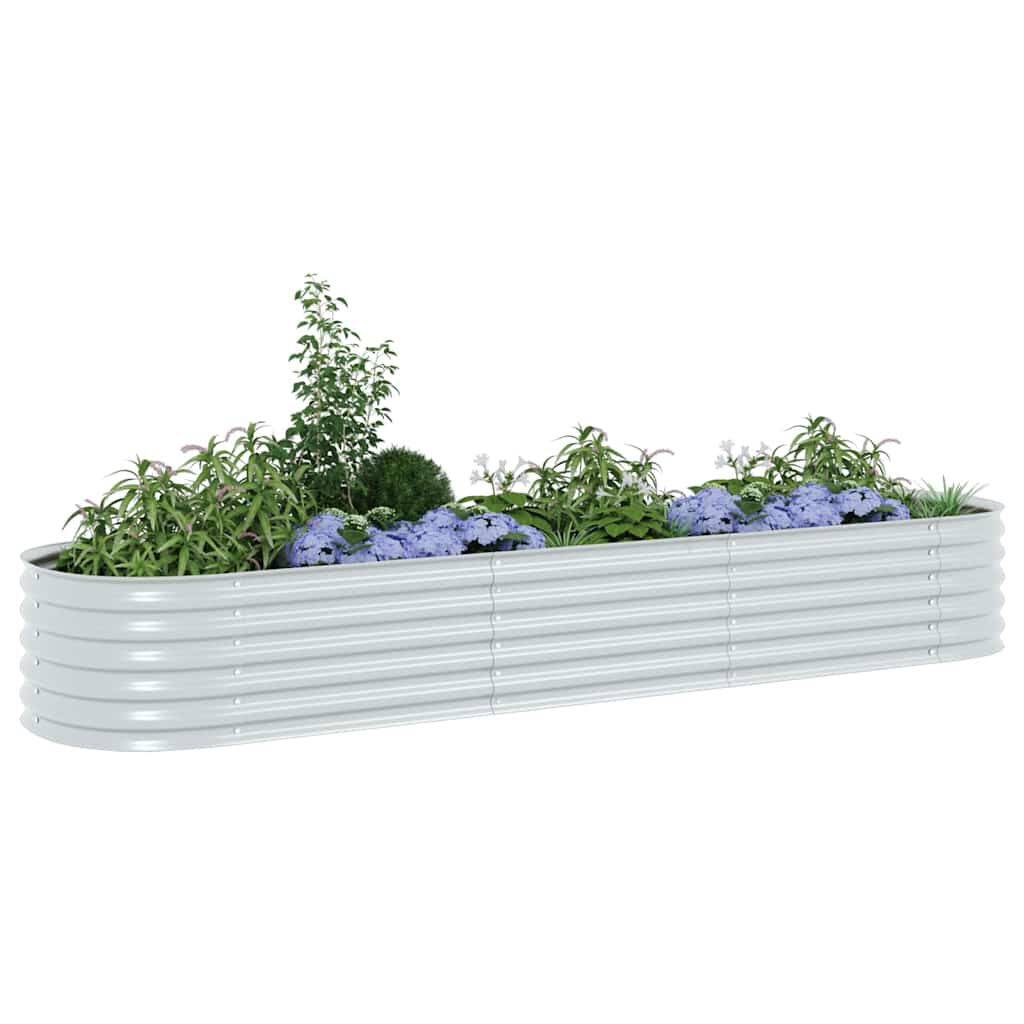 vidaXL Ζαρντινιέρα Υπερυψωμένη Ασημί 320x80x44 εκ. Γαλβανισμ. Χάλυβας