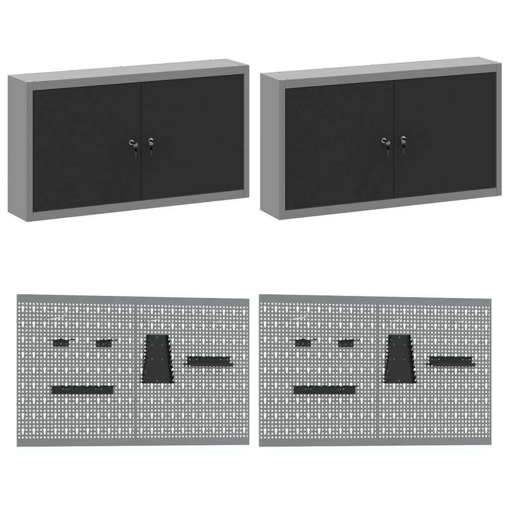 vidaXL Σετ πάγκου εργασίας με ράφι 8 pcs Γκρι 200 x 55 x 200 εκ Ατσάλι