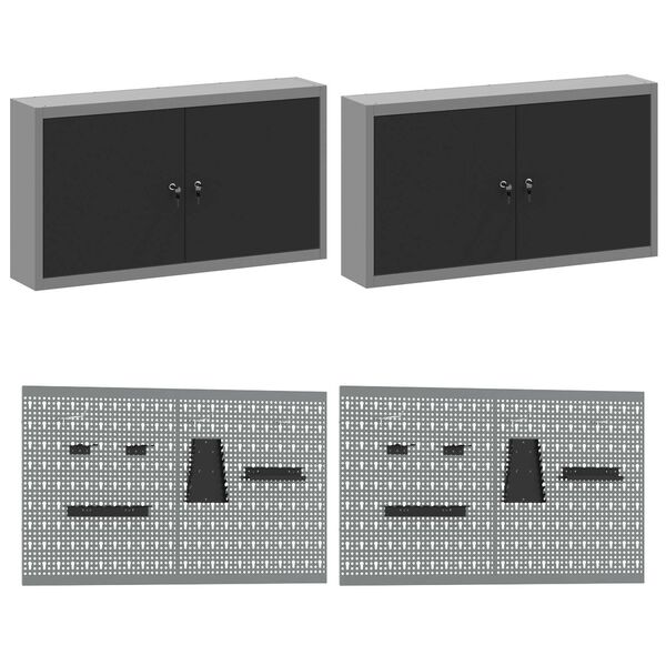 vidaXL Σετ πάγκου εργασίας με ράφι 8 pcs Γκρι 200 x 55 x 200 εκ Ατσάλι