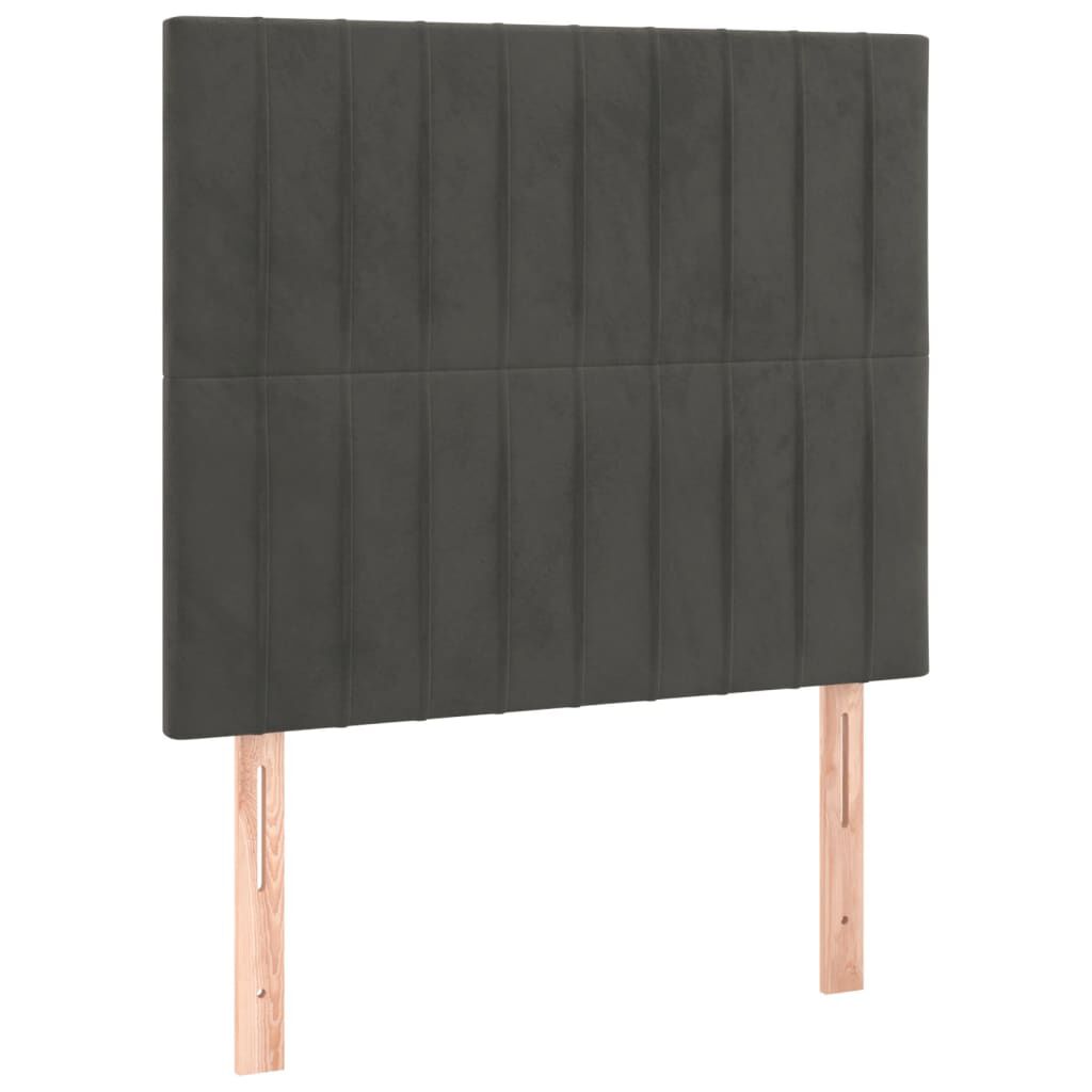 vidaXL Κρεβάτι Boxspring με Στρώμα & LED Σκ. Γκρι 90x200 εκ. Βελούδινο