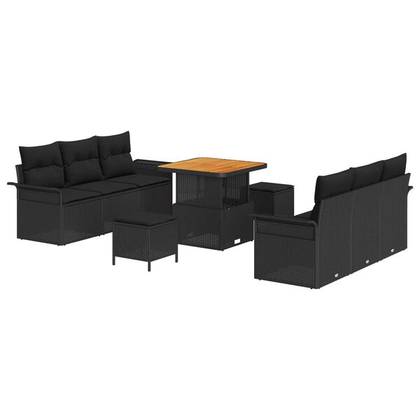 vidaXL Σετ Καναπέ Κήπου 9 pcs Μαύρο συνθετικό ρατάν