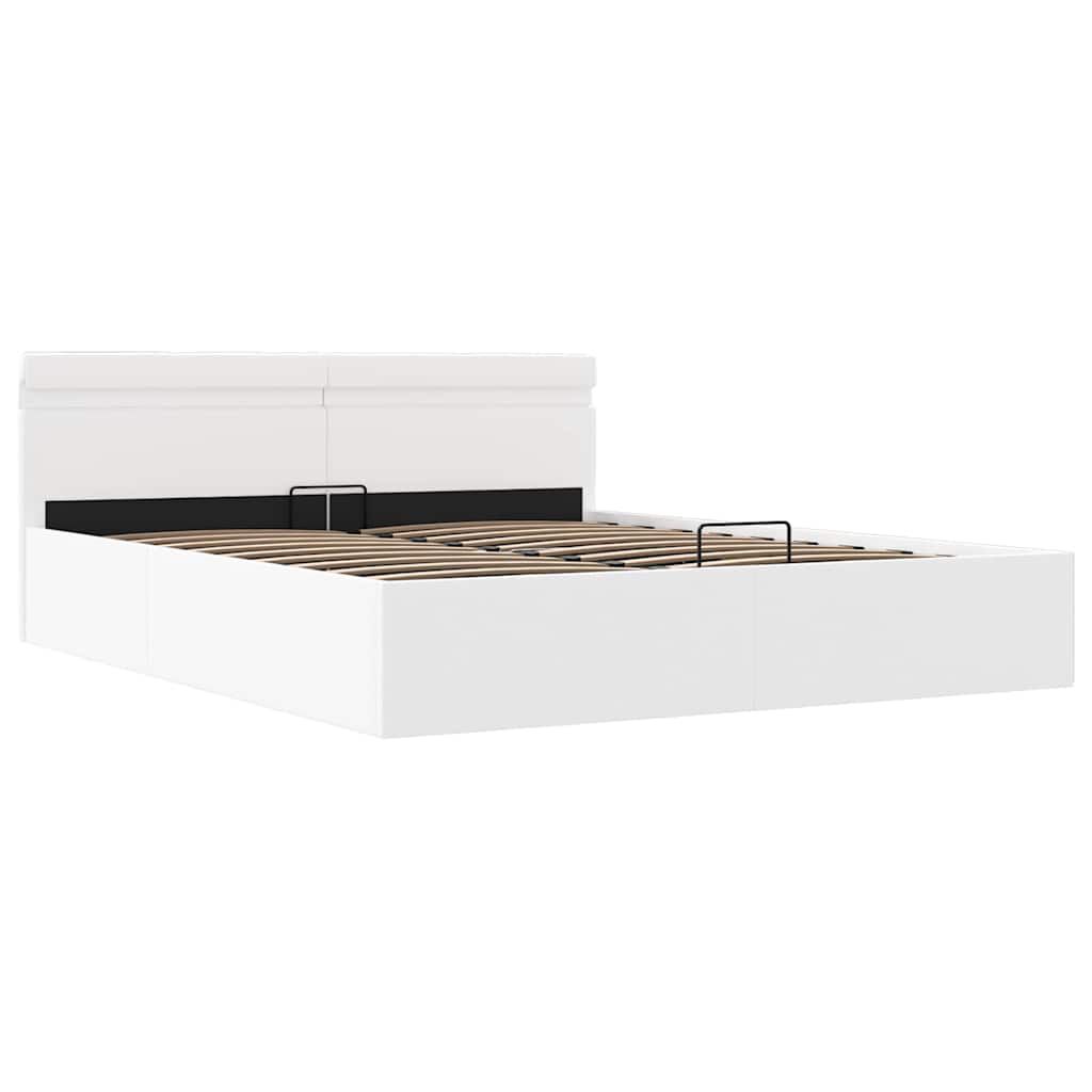 vidaXL Πλαίσιο Κρεβατιού Αποθ. Χώρο/LED Μαύρο 180x200 εκ. Δερματίνη