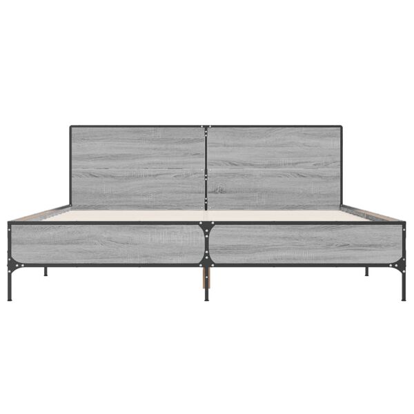 vidaXL Πλαίσιο Κρεβατιού Γκρι Sonoma 140x190 εκ. Επεξ. Ξύλο & Μέταλλο