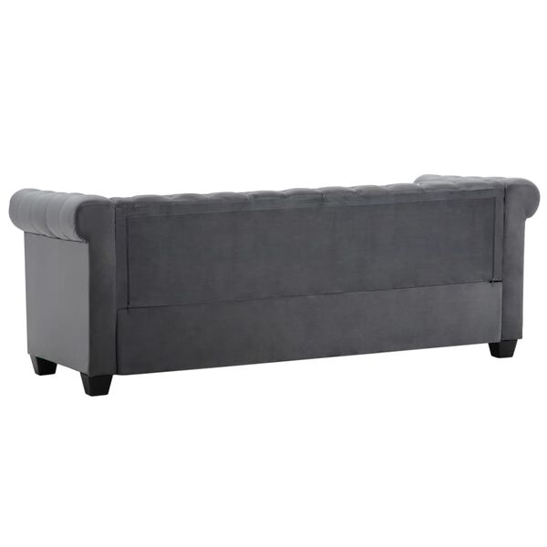 vidaXL Καναπές Τριθέσιος Chesterfield Γκρι 199 x 75 x 72 εκ. Βελούδο