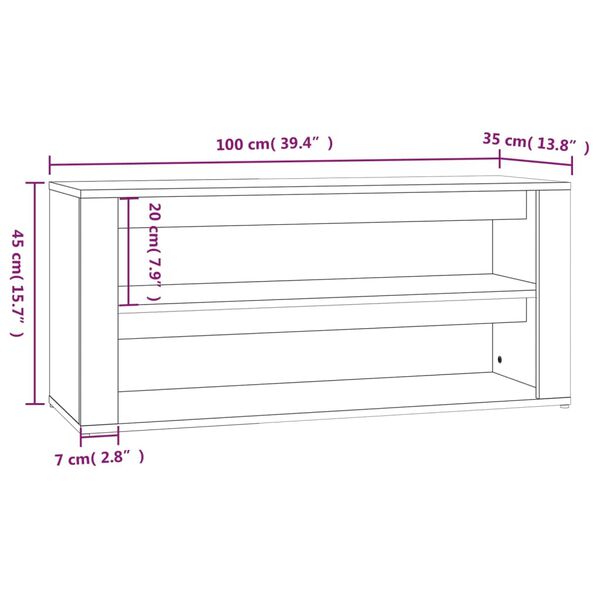vidaXL Παπουτσοθήκη Λευκή 100 x 35 x 45 εκ. από Επεξεργασμένο Ξύλο