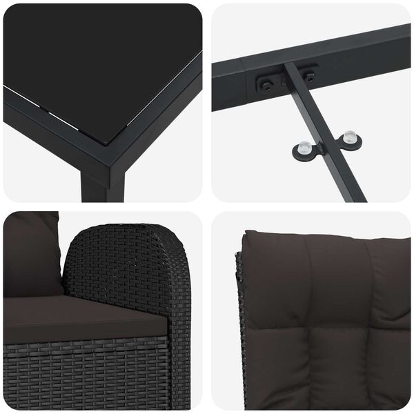 vidaXL Ρυθμιζόμενες Καρέκλες Κήπου 5 pcs Μαύρο 160 x 80 x 73 εκ