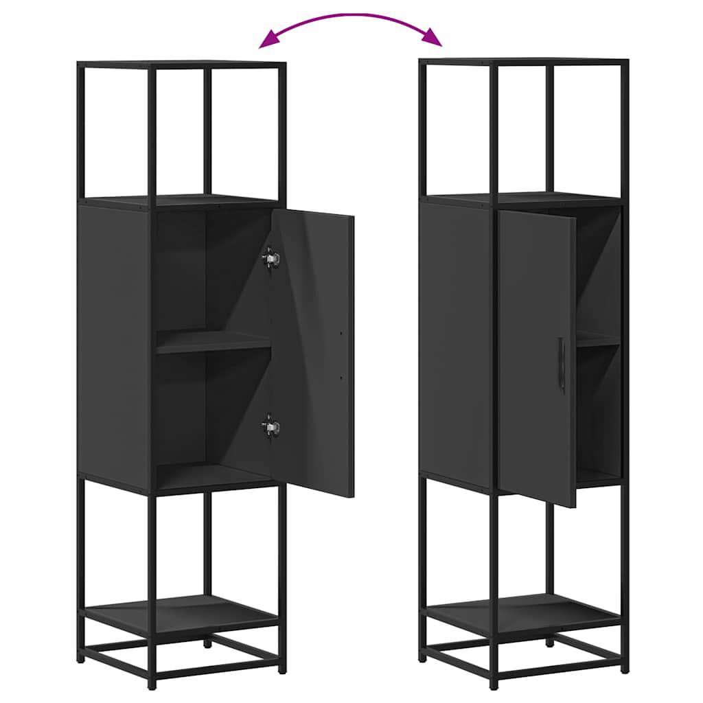 vidaXL Highboard Μαύρο 35,5x35x139 cm Κατασκευασμένο ξύλο και μέταλλο