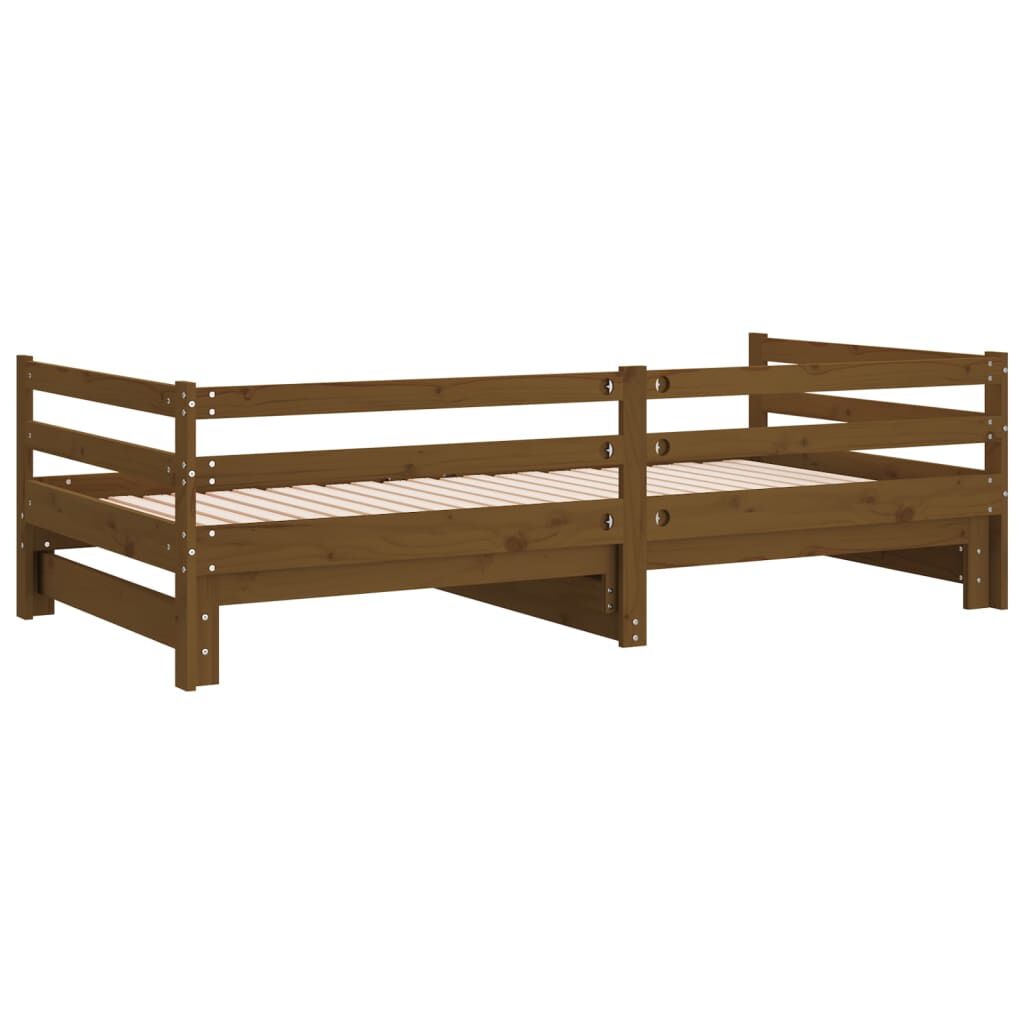 vidaXL Καναπές Κρεβάτι Καφέ Μελί 2 x (90 x 200) εκ. Μασίφ Ξύλο Πεύκου