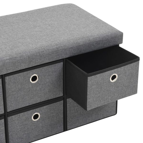 vidaXL Πάγκος Αποθήκευσης Σκούρο Γκρι 76x38x38 εκ. Συνθετικό Λινό