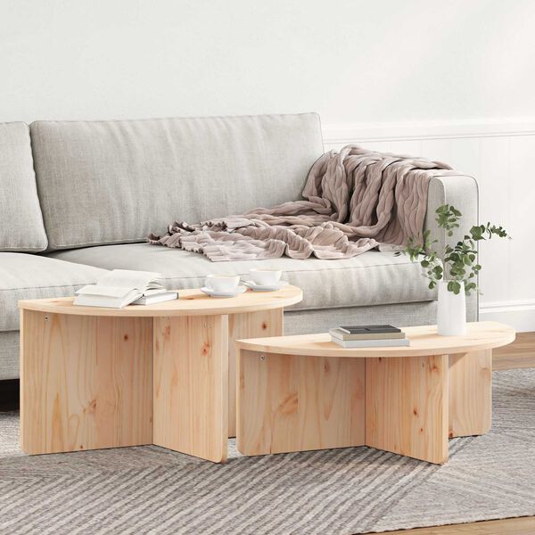 vidaXL Τραπεζάκι σαλονιού 2 pcs Φυσικό 79 x 39.5 x 40 εκ