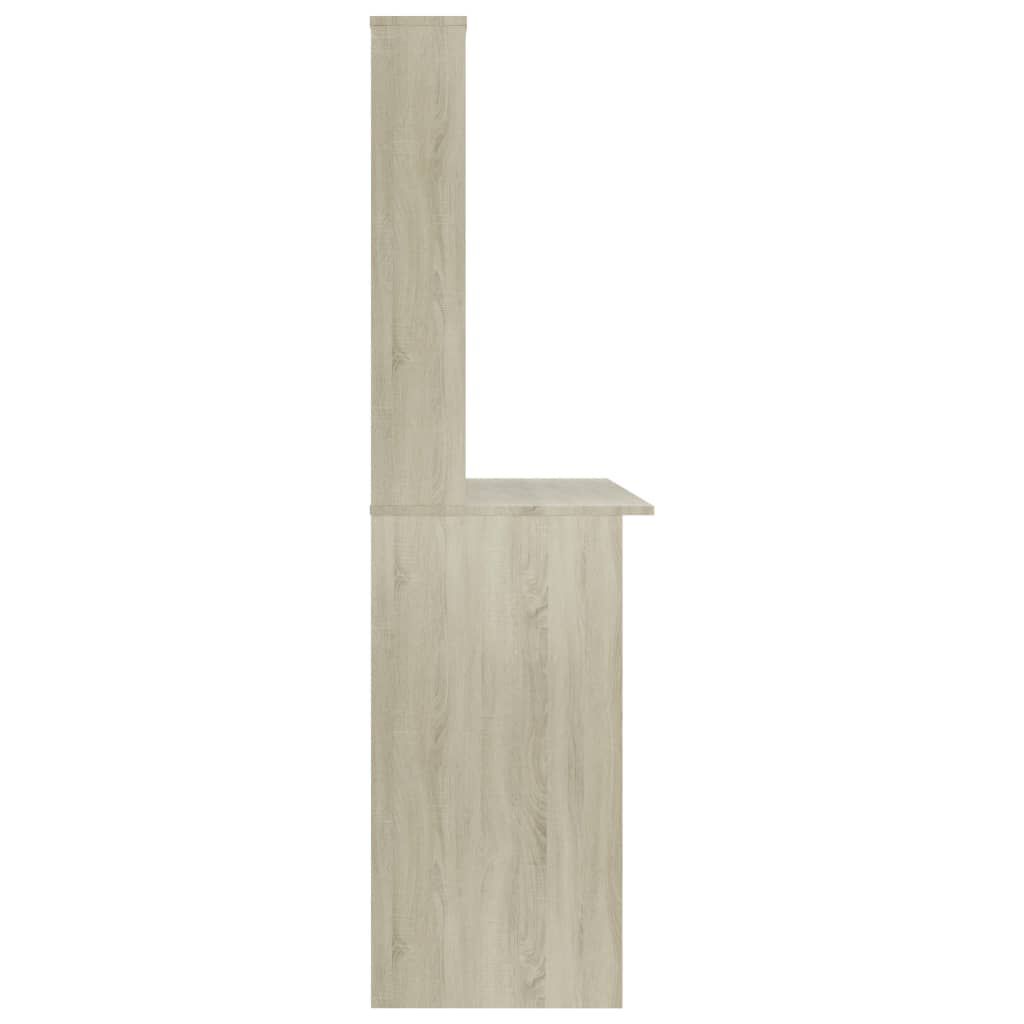vidaXL Γραφείο με Ράφια Sonoma Δρυς 110x45x157 εκ. από Μοριοσανίδα