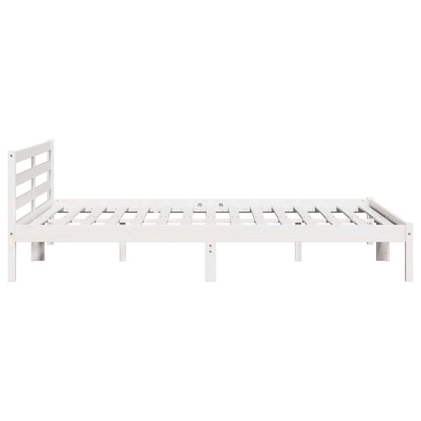 vidaXL Κρεβάτι με κεφαλάρι Λευκό 210 x 180 cm Μασίφ ξύλο πεύκου