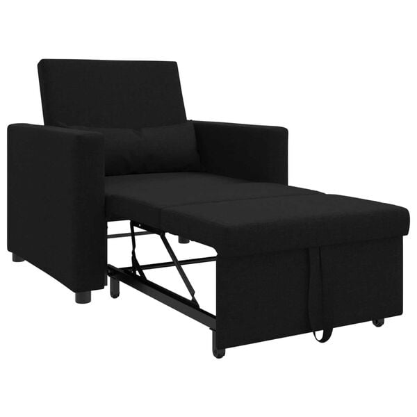 vidaXL Μονός καναπές-κρεβάτι Μαύρο 90 x 165 x 87 εκ. ύφασμα