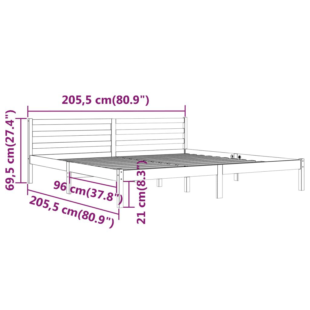 vidaXL Πλαίσιο Κρεβατιού Λευκό 200 x 200 εκ. από Μασίφ Ξύλο Πεύκου