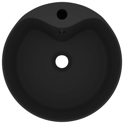 vidaXL Νιπτήρας Πολυτελής με Υπερχείλιση Μαύρο Ματ 36x13 εκ. Κεραμικός