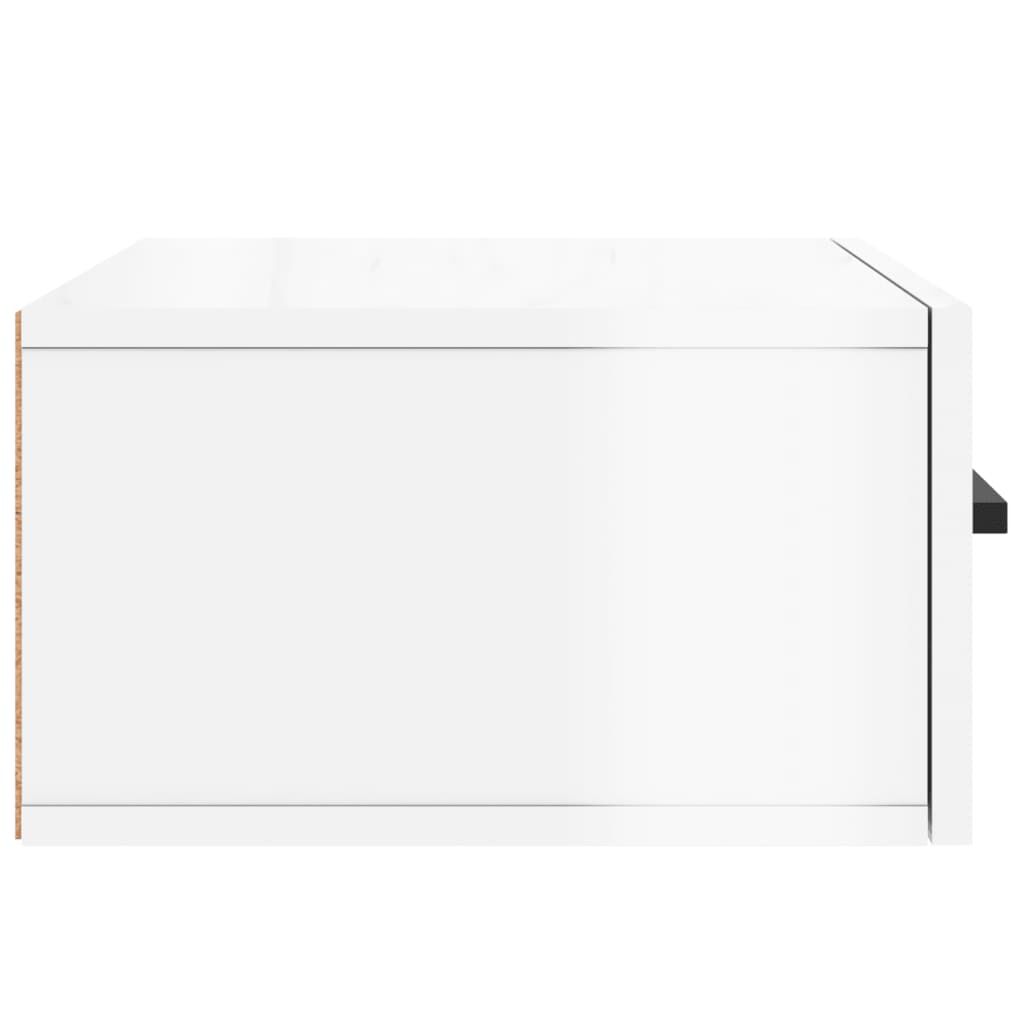 vidaXL Κομοδίνο Επιτοίχιο Γυαλιστερό Λευκό 35 x 35 x 20 εκ.