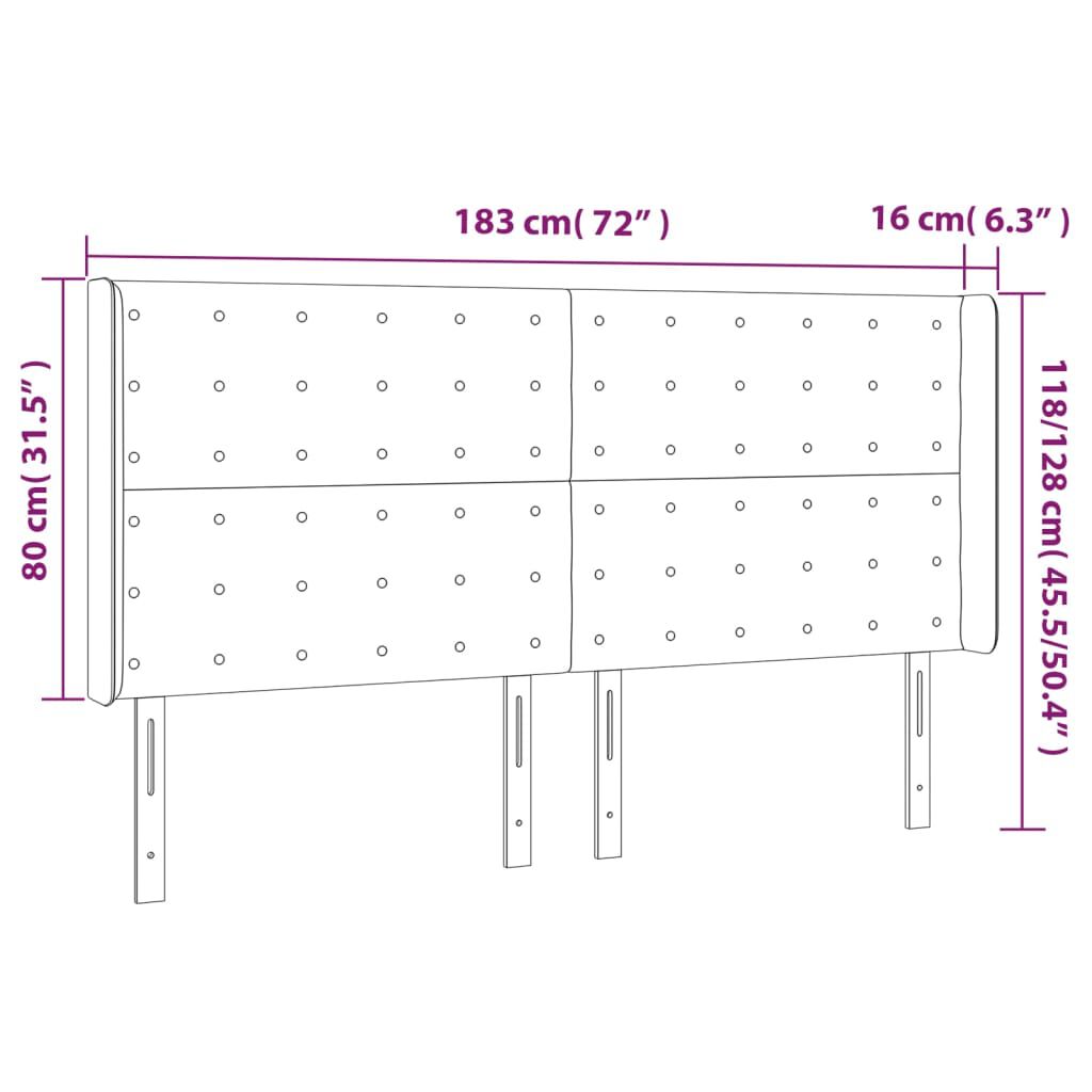 vidaXL Κεφαλάρι Κρεβατιού LED Ροζ 183x16x118/128 εκ. Βελούδινο