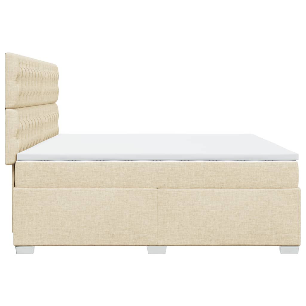 vidaXL Κρεβάτι Boxspring με Στρώμα Κρεμ 200x200 εκ. Υφασμάτινο