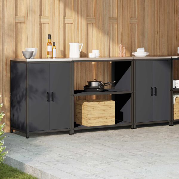 vidaXL Σετ Αποθήκευσης Κουζίνας με ράφι 3 pcs Ανθρακί 210 x 50 x 92 εκ