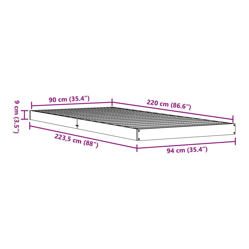 Καρέκλα Κρεβάτι vidaXL 90x220 cm Μασίφ Ξύλο Πεύκου