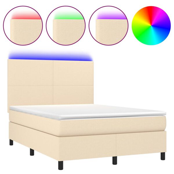 vidaXL &Kappa;&rho;&epsilon;&beta;ά&tau;&iota; Boxspring &mu;&epsilon; &Sigma;&tau;&rho;ώ&mu;&alpha; & LED &Kappa;&rho;&epsilon;&mu; 140x200 &epsilon;&kappa;. &Upsilon;&phi;&alpha;&sigma;&mu;ά&tau;&iota;&nu;&omicron;