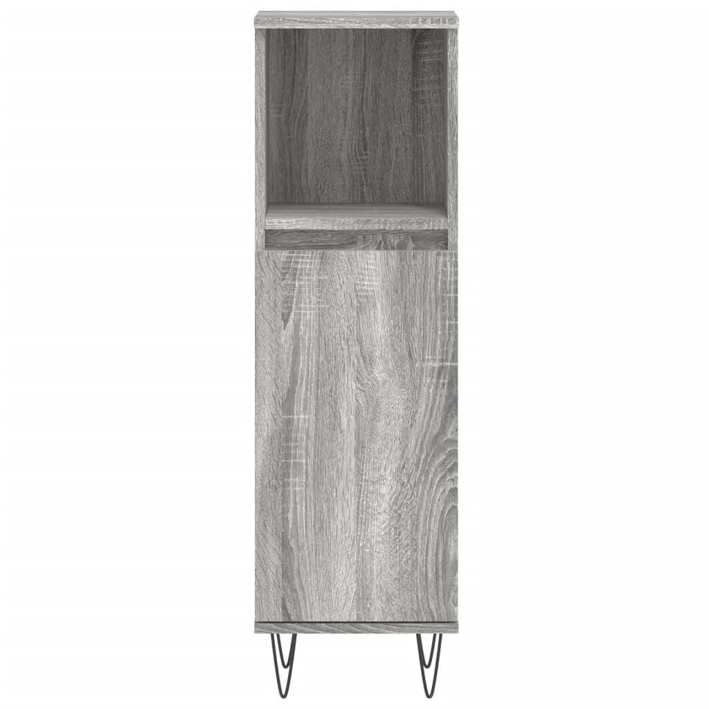 vidaXL Ντουλάπι Μπάνιου Γκρι Sonoma 30x30x100 εκ. Επεξεργασμένο Ξύλο