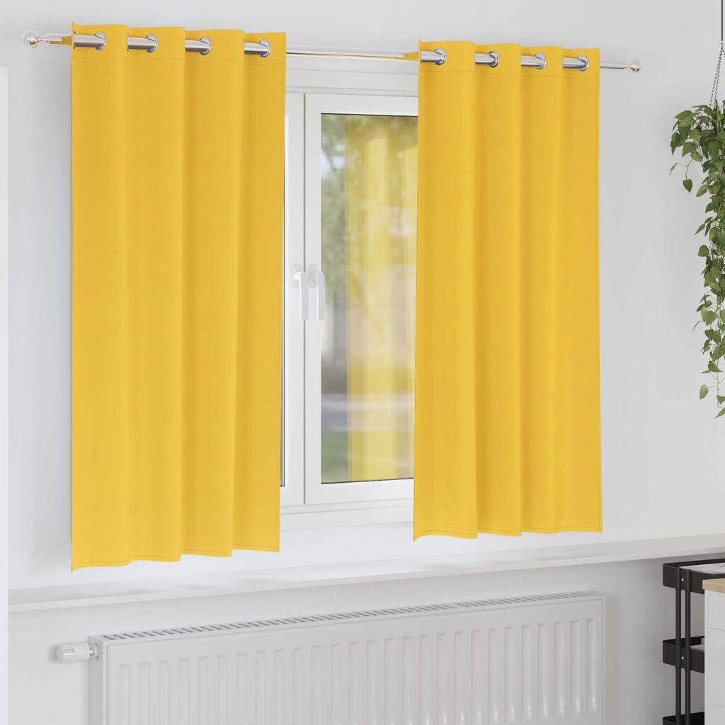 vidaXL Κουρτίνες 2 pcs κίτρινο μουσταρδί 175 x 140 εκ. Πολυεστέρας