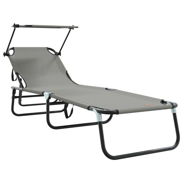 vidaXL Πτυσσόμενη ξαπλώστρα 2 pcs Γκρι 56 x 190 x 81εκ ύφασμα
