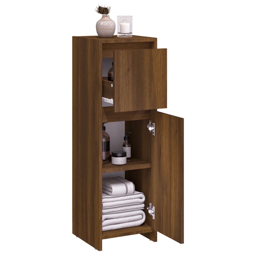 vidaXL Ντουλάπι Μπάνιου Καφέ Δρυς 30x30x95 εκ. Επεξεργασμένο Ξύλο