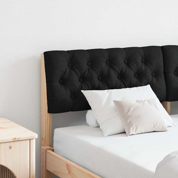 vidaXL Ταπετσαρισμένο κεφαλάρι Μαύρο 140 cm Στερεά ξυλεία πεύκου
