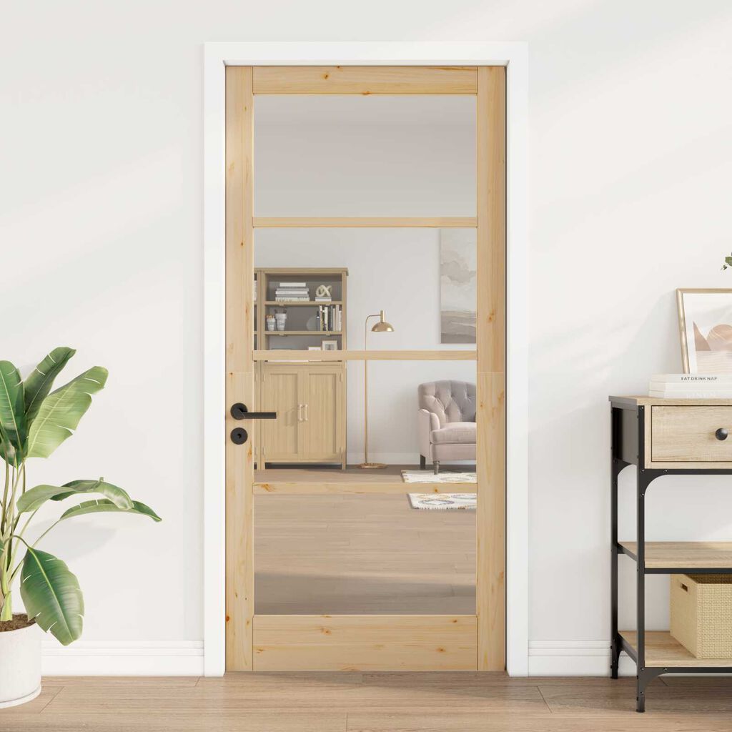 vidaXL Πόρτα Εσωτερικού Χώρου με Γυαλί "ORKDAL" 93x202x4 εκ από Στερεό Ξύλο Πεύκου