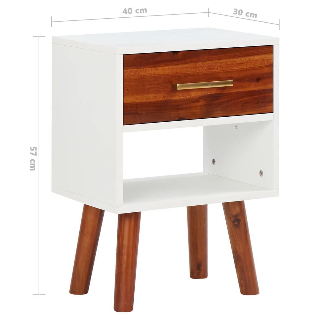 vidaXL Κομοδίνα 2 τεμ. 40 x 30 x 57 εκ. από Μασίφ Ξύλο Ακακίας