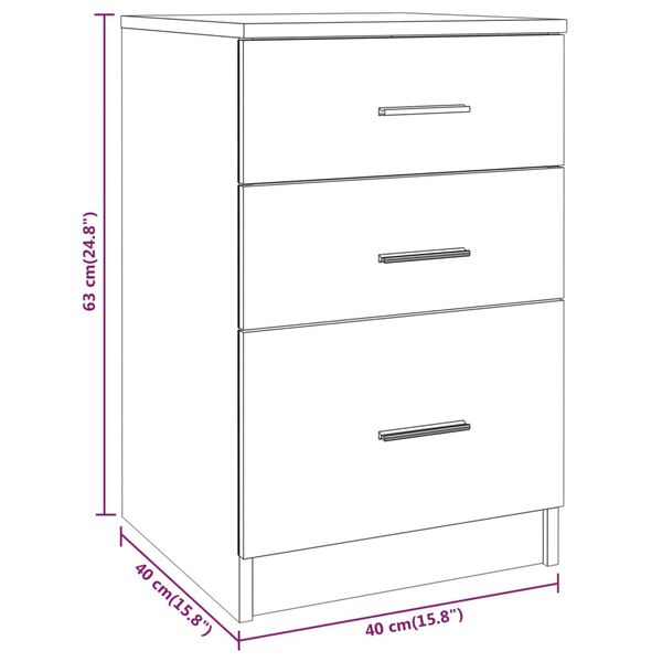 vidaXL Κομοδίνο Λευκό 40 x 40 x 63 εκ. από Επεξεργασμένο Ξύλο